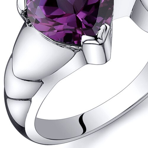 Alexandrite Ring Sterling Silver Heart Shape 2.5 Carats