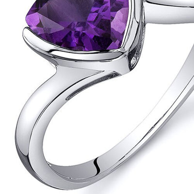 Amethyst Ring Sterling Silver Trillion Shape 1.5 Carats