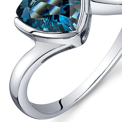 London Blue Topaz Ring Sterling Silver Trillion Shape 2 Carats