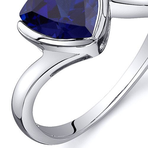 Blue Sapphire Ring Sterling Silver Trillion Shape 2.5 Carats