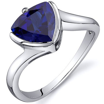 Blue Sapphire Ring Sterling Silver Trillion Shape 2.5 Carats