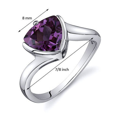 Alexandrite Ring Sterling Silver Trillion Shape 2.5 Carats