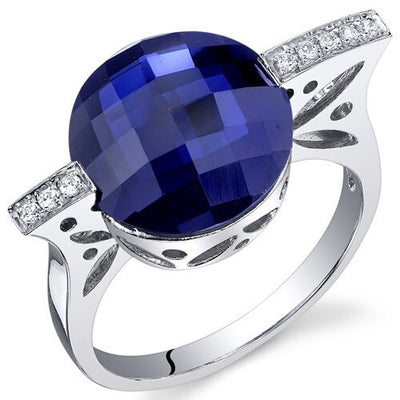 Blue Sapphire Ring Sterling Silver Round Shape 7 Carats