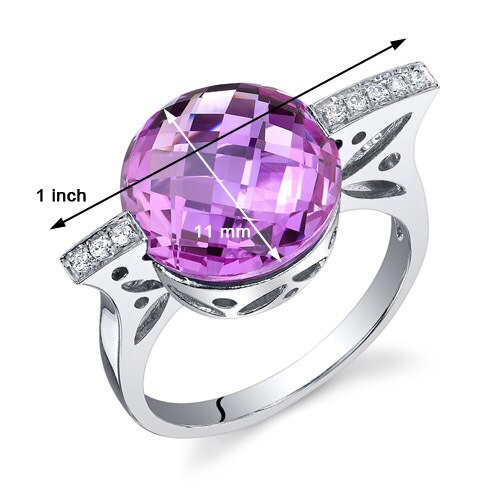 Pink Sapphire Ring Sterling Silver Round Shape 7 Carats