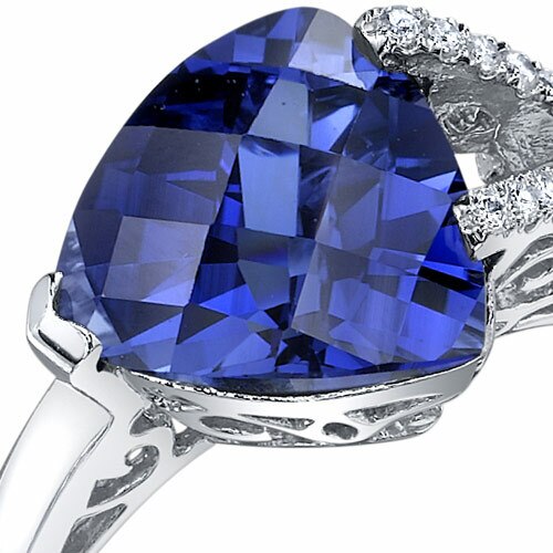 Blue Sapphire Ring Sterling Silver Trillion Shape 3.25 Carats