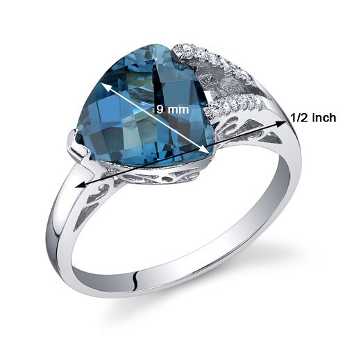 London Blue Topaz Ring Sterling Silver Trillion Shape 2.75 Cts