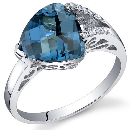 London Blue Topaz Ring Sterling Silver Trillion Shape 2.75 Cts