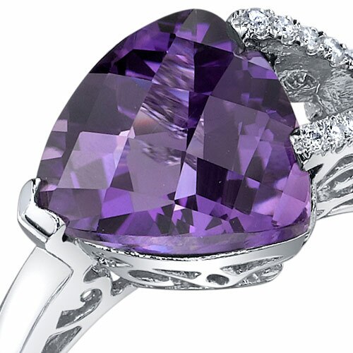 Amethyst Ring Sterling Silver Trillion Shape 2 Carats