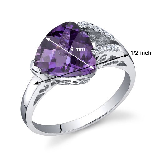 Amethyst Ring Sterling Silver Trillion Shape 2 Carats