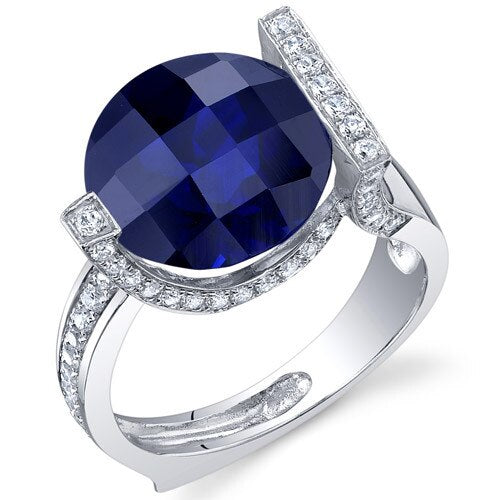 Blue Sapphire Ring Sterling Silver Round Shape 7 Carats