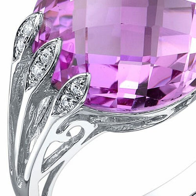 Pink Sapphire Ring Sterling Silver Round Shape 7 Carats