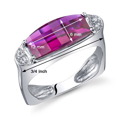 Created Ruby Ring Sterling Silver Barrel Cut 3 Carats