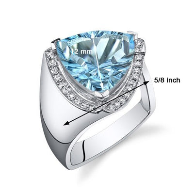 Swiss Blue Topaz Ring Sterling Silver Trillion 7 Carats