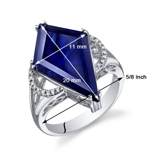 Blue Sapphire Ring Sterling Silver Kite Shape 8 Carats