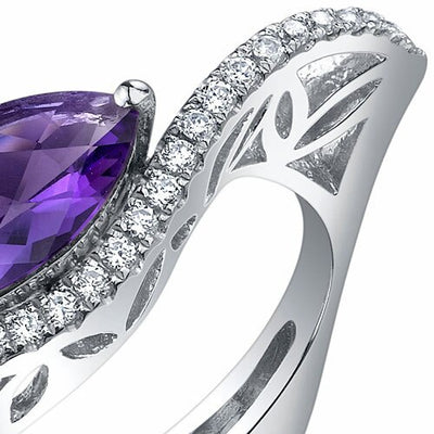 Amethyst Ring Sterling Silver Marquise Shape 2 Carats