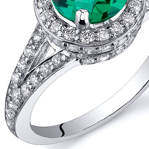 Emerald Ring Sterling Silver Round Shape 1.25 Carats