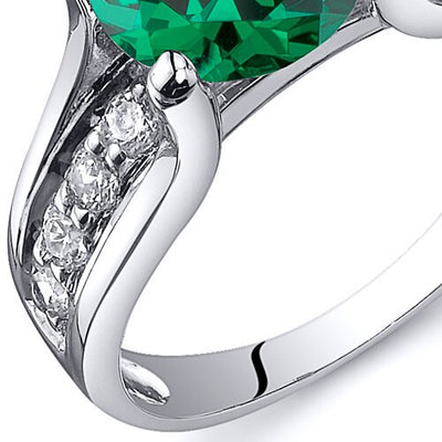 Emerald Ring Sterling Silver Round Shape 1.75 Carats