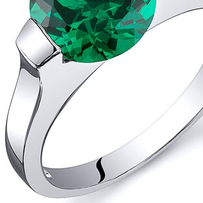 Emerald Ring Sterling Silver Round Shape 1.75 Carats