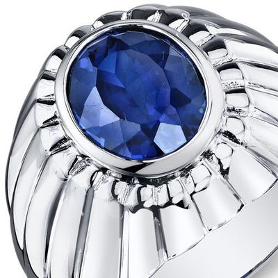 Mens 5.5 cts Sapphire Sterling Silver Mens Ring Sizes 8 To 13