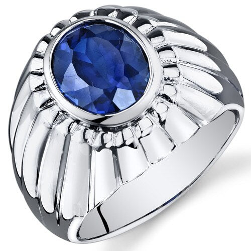 Mens 5.5 cts Sapphire Sterling Silver Mens Ring Sizes 8 To 13