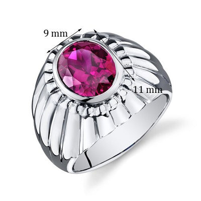 Mens 4.5 cts Ruby Sterling Silver Mens Ring Sizes 8 To 13