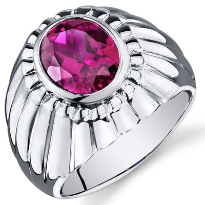 Mens 4.5 cts Ruby Sterling Silver Mens Ring Sizes 8 To 13