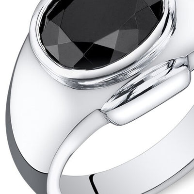 Mens 6.5 cts Black Onyx Sterling Silver Mens Ring Sizes 8 - 13