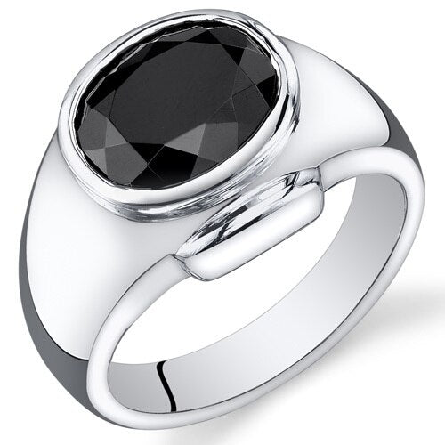 Mens 6.5 cts Black Onyx Sterling Silver Mens Ring Sizes 8 - 13