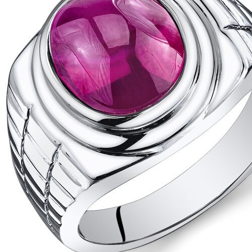 Mens 8 cts Ruby Sterling Silver Mens Ring Sizes 8 To 13