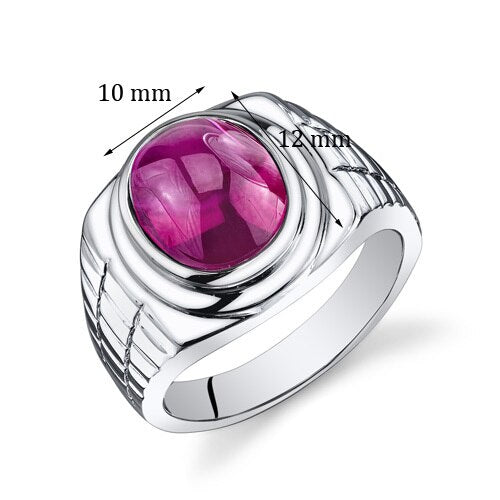 Mens 8 cts Ruby Sterling Silver Mens Ring Sizes 8 To 13