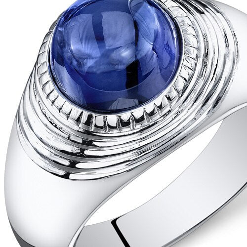 Mens 6.5 cts Blue Sapphire Sterling Silver Mens Ring Sizes 8 To 13