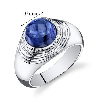 Mens 6.5 cts Blue Sapphire Sterling Silver Mens Ring Sizes 8 To 13