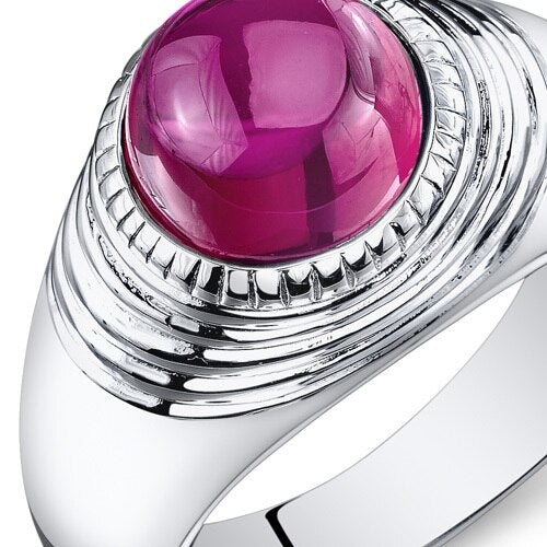 Mens 6.5 cts Ruby Sterling Silver Mens Ring Sizes 8 To 13