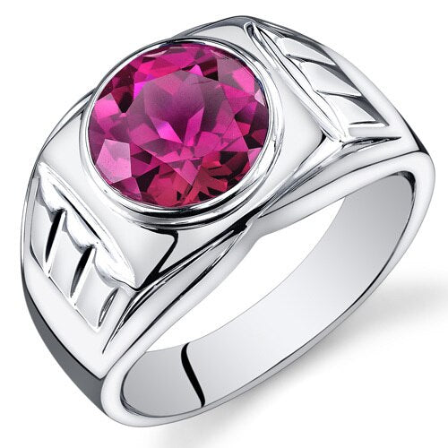 Mens 5.5 cts Ruby Sterling Silver Mens Ring Sizes 8 To 13