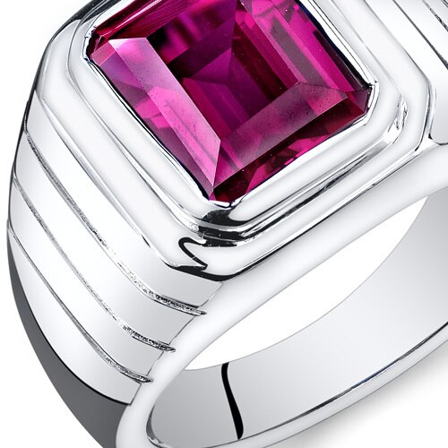 Mens 6 cts Ruby Sterling Silver Mens Ring Sizes 8 To 13