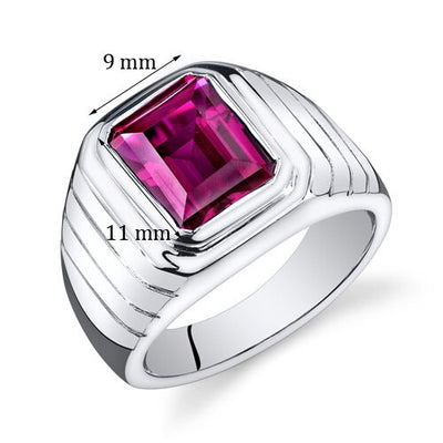 Mens 6 cts Ruby Sterling Silver Mens Ring Sizes 8 To 13