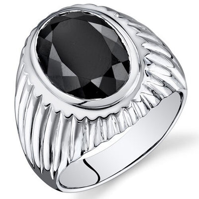 Mens 7 cts Black Onyx Sterling Silver Mens Ring Sizes 8 To 13