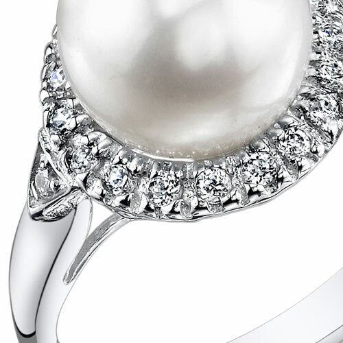 Freshwater Cultured 8.5mm White Pearl Classic Ring Sterling Silver