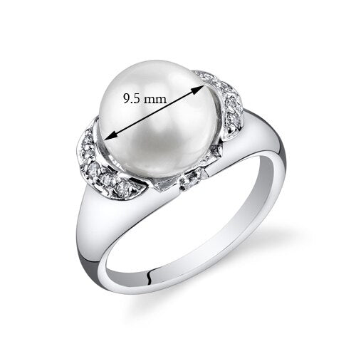 Freshwater Cultured 8.5mm White Pearl Imperial Ring Sterling Silver