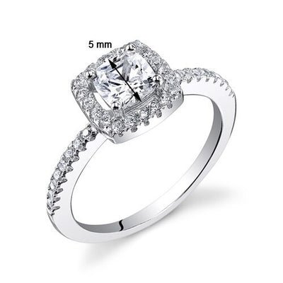 Cubic Zirconia Ring Sterling Silver Cushion Shape 0.86 Carats