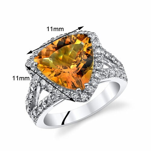 Citrine Ring Sterling Silver Triangle Shape 3.75 Carats