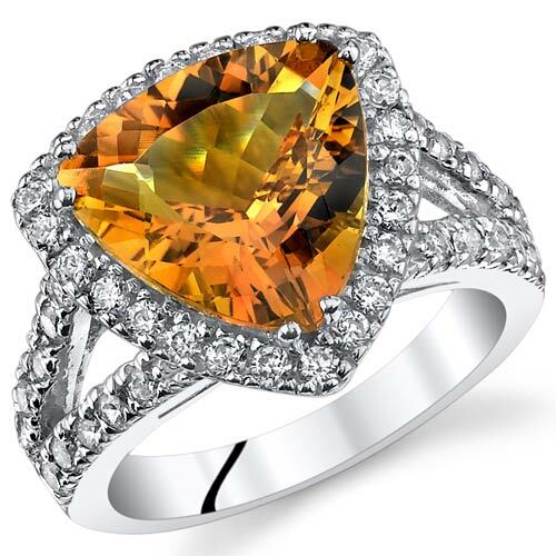 Citrine Ring Sterling Silver Triangle Shape 3.75 Carats