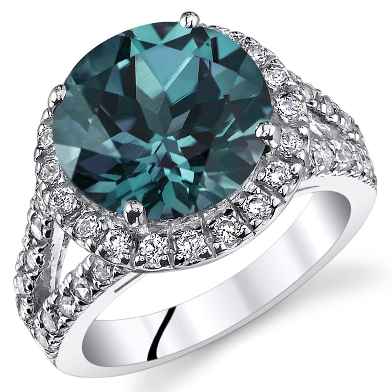 Alexandrite Ring Sterling Silver Round Shape 7 Carats