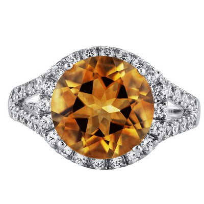 Citrine Ring Sterling Silver Round Shape 4.25 Carats
