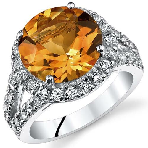 Citrine Ring Sterling Silver Round Shape 4.25 Carats