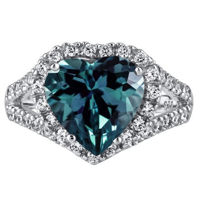 Alexandrite Ring Sterling Silver Heart Shape 5.5 Carats