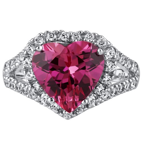 Ruby Ring Sterling Silver Heart Shape 6.25 Carats