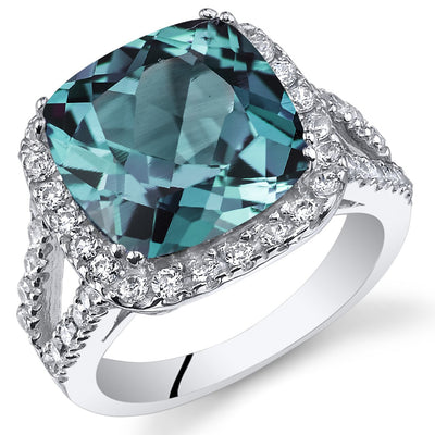 Alexandrite Ring Sterling Silver Cushion Shape 7.75 Carats