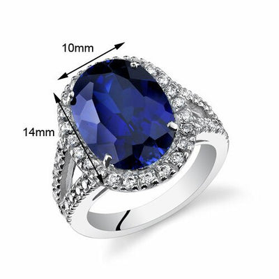 Blue Sapphire Ring Sterling Silver Oval Shape 8.5 Carats