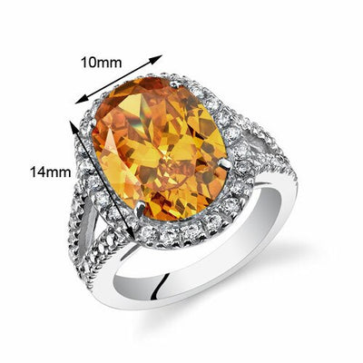 Citrine Ring Sterling Silver Oval Shape 5.25 Carats